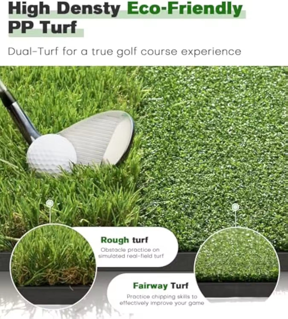 Golf Green 5x4 ft 10mm Golf Hitting Mat Outdoor & Indoor, Premium Dual Turf Golf Mat for Hitting & Swing & Chipping