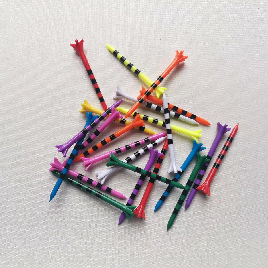 Colorful stripe 5 Prong Plastic Golf Tees, New design Plastic Golf Tees More Durable and Stable Tee