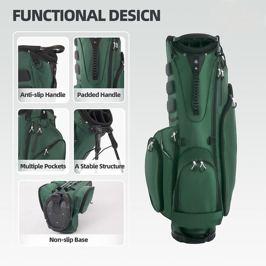 Golf Club Stand Bag - Durable Foldable, Large Capacity, Waterproof, with 4 Dividers & 7 Pockets