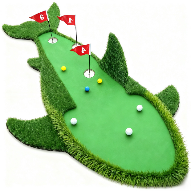 Shark-Shaped Golf Practice Mat – Wear-Resistant & Durable for Indoor Home/Outdoor Training, Customizable Logo and Style