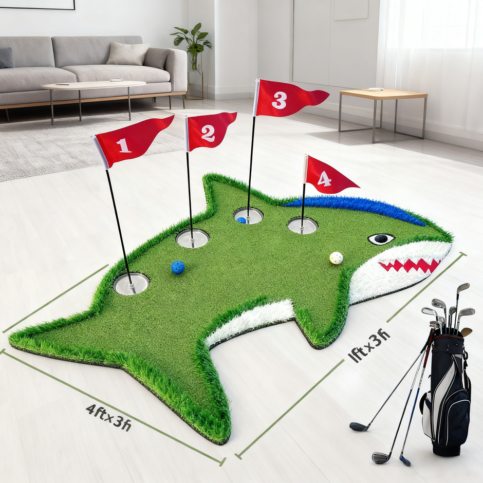 Creative Shark-Shaped Golf Practice Mat – Durable Wear-Resistant for Indoor/Outdoor Swing Drills