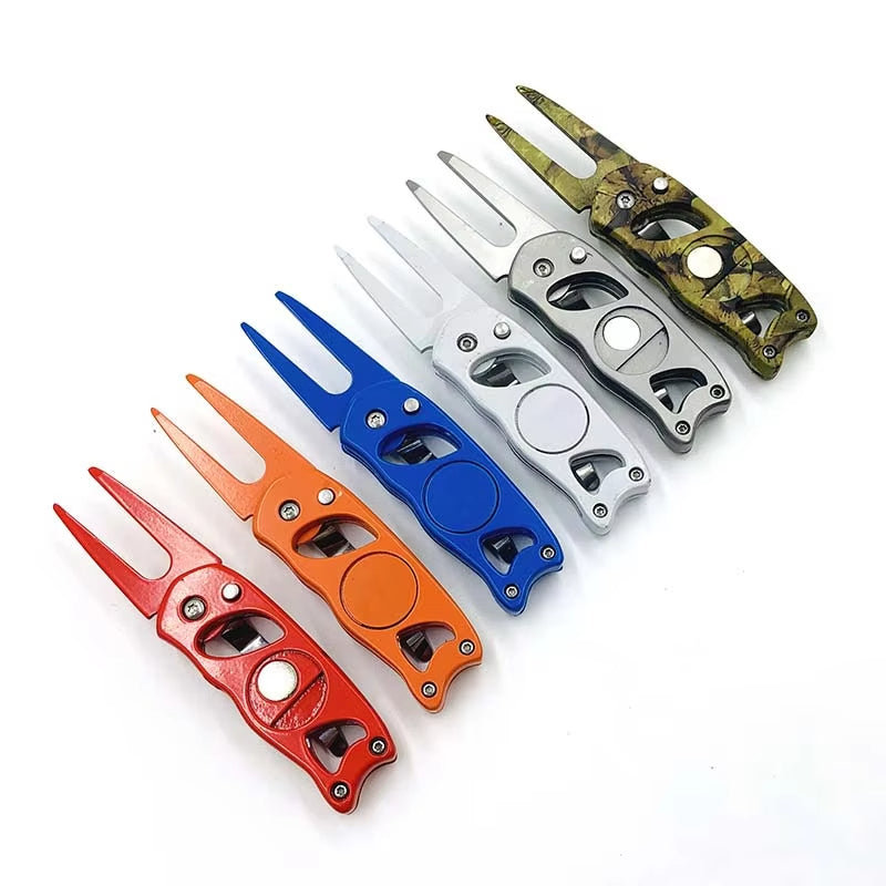 Newly Fashioned Stainless Steel Golf Divot Tool – High-Quality Metal Fork for Green Repair(Black)