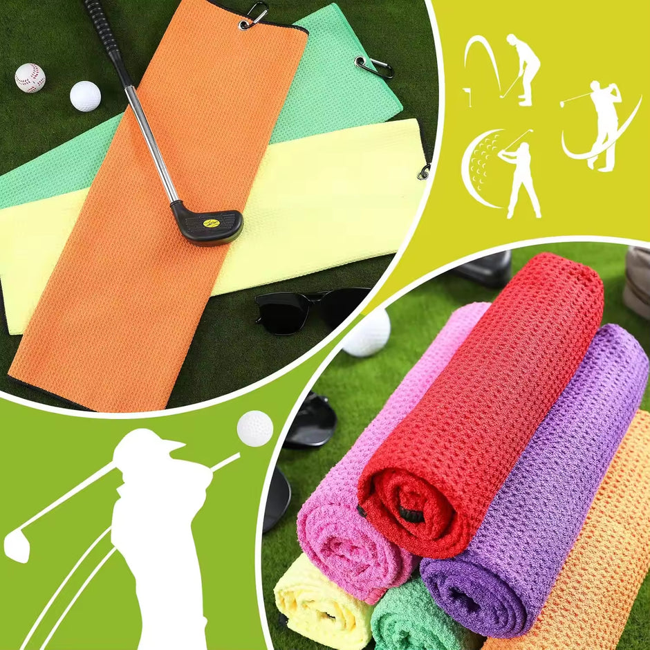 Premium Microfiber Golf Towel – Super Absorbent & Reusable for On-Course Club/Ball Cleaning