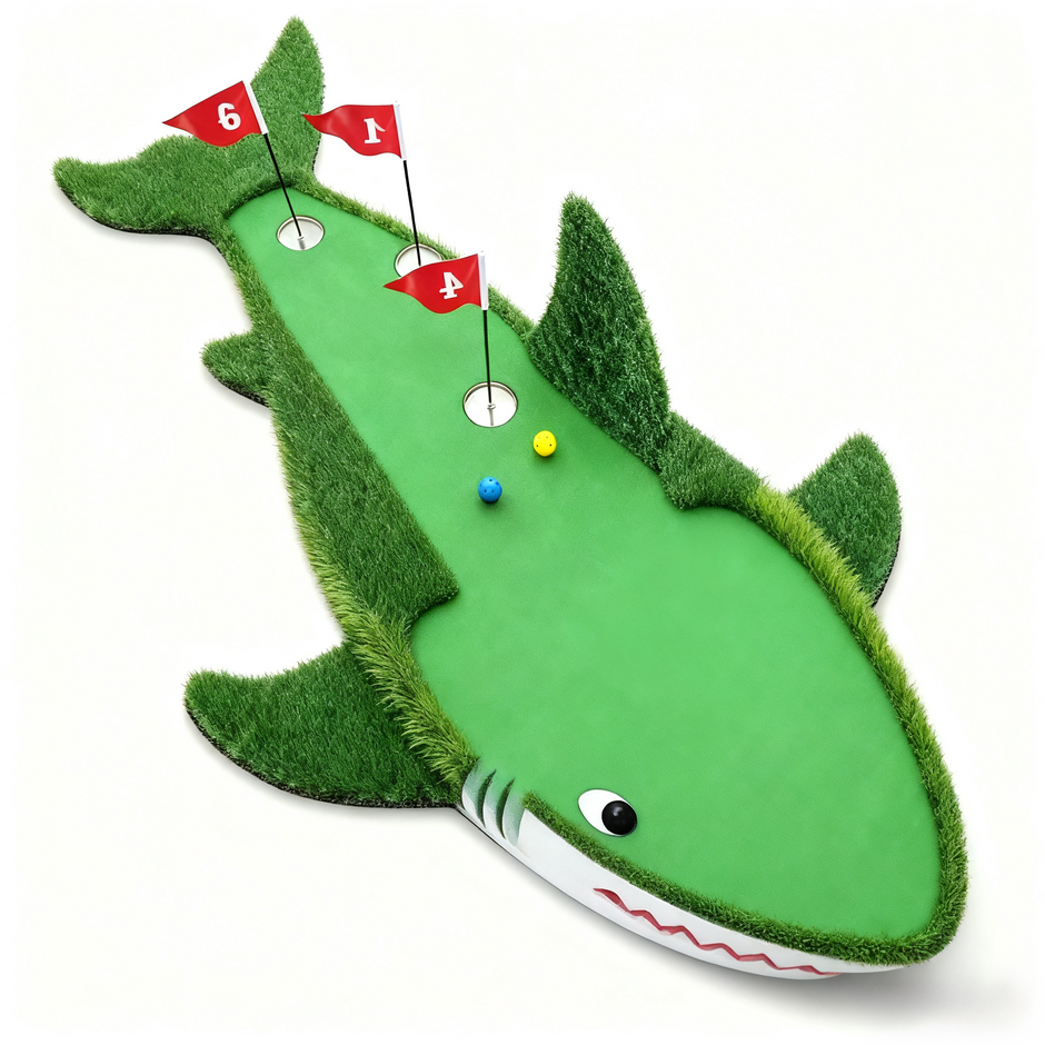 Shark-Shaped Golf Practice Mat – Wear-Resistant & Durable for Indoor Home/Outdoor Training, Customizable Logo and Style