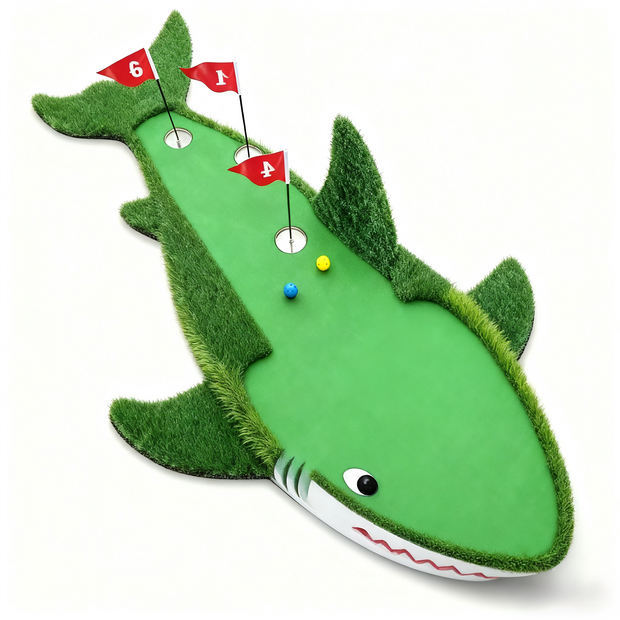 Shark-Shaped Golf Practice Mat – Wear-Resistant & Durable for Indoor Home/Outdoor Training, Customizable Logo and Style