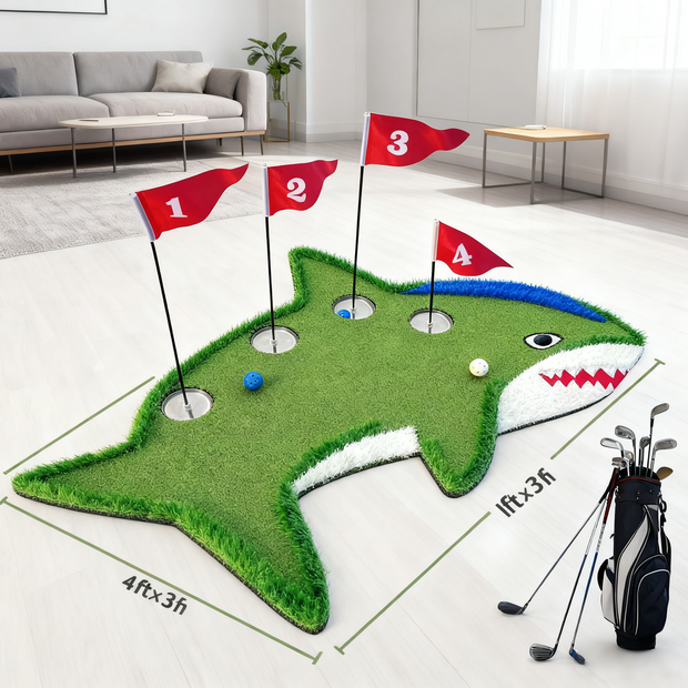 Creative Shark-Shaped Golf Practice Mat – Durable Wear-Resistant for Indoor/Outdoor Swing Drills