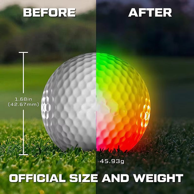 Long Time Bright Colorful LED Glow in the Dark 3 Pieces Long Distance Urethane Practice Golf Balls for Night Sports