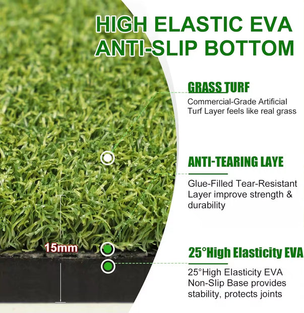 Golf Hitting Mat with Built-in Ball Tray,5x4ft 26mm Thickness Indoor Outdoor Golf Practice Mat,Turf Golf Mat