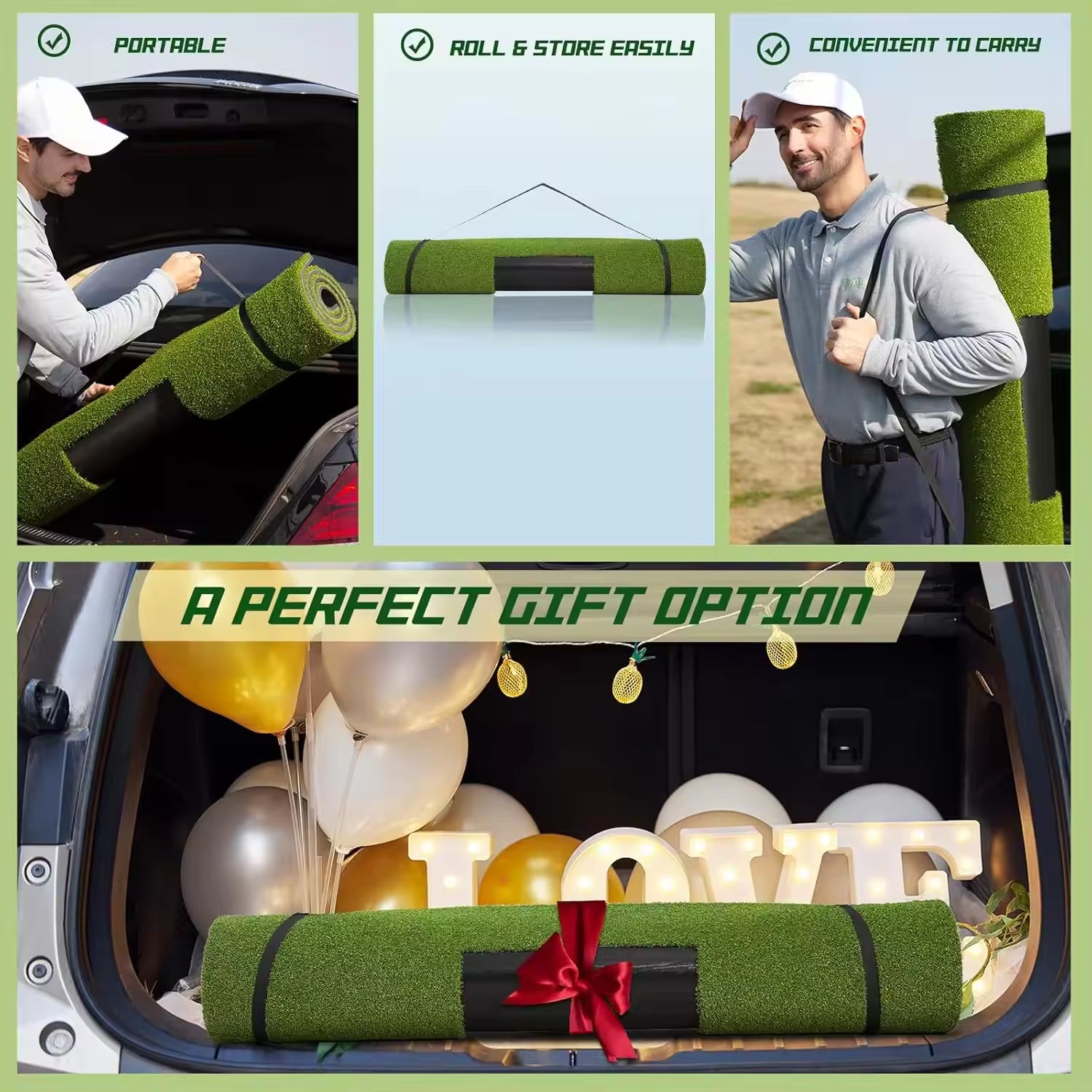 Ultimate Golf Mat-5x4ft Large Golf Hitting Mat for Indoor & Outdoor Use, Thickened Design with Interchangeable Mats