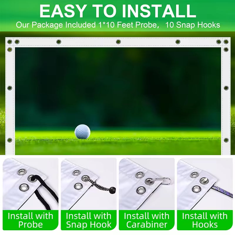 Pro Golf Simulation Curtain – Equipped with Probe & Safety Hook for Indoor/Outdoor Training