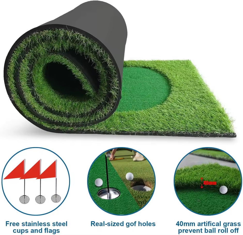 Golf Putter Green Mat Golf Training Mat Professional Golf Practice Mat Indoor/outdoor Green Long Challenge Putter