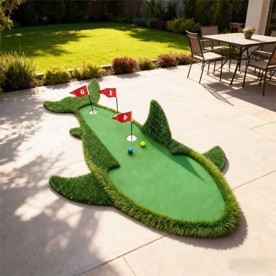 Shark-Shaped Golf Practice Mat – Wear-Resistant & Durable for Indoor Home/Outdoor Training, Customizable Logo and Style