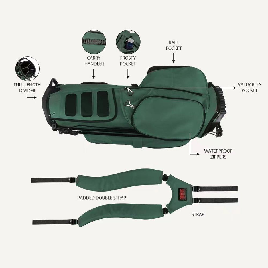 Golf Club Stand Bag - Durable Foldable, Large Capacity, Waterproof, with 4 Dividers & 7 Pockets
