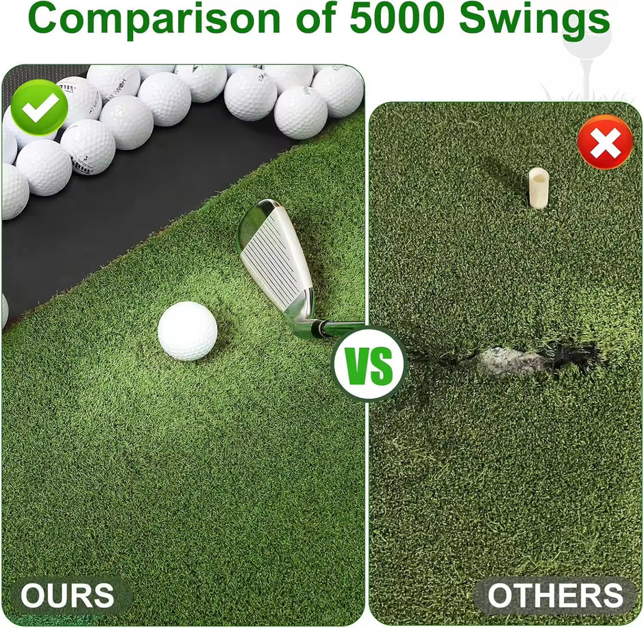 Golf Hitting Mat with Built-in Ball Tray,5x4ft 26mm Thickness Indoor Outdoor Golf Practice Mat,Turf Golf Mat