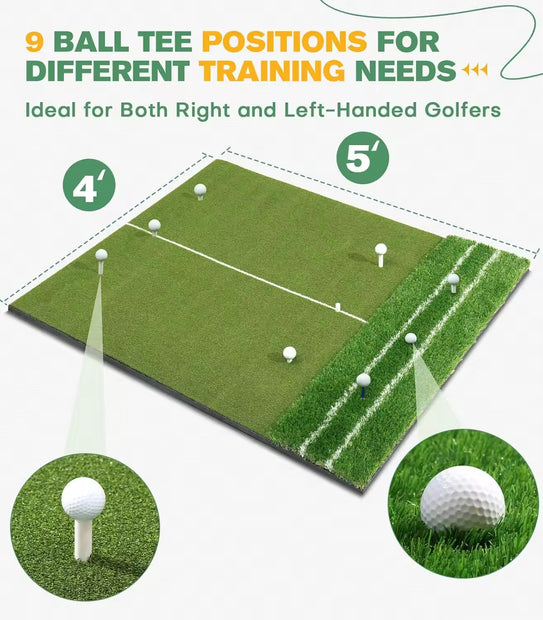 ‎Dual Turf Golf Hitting Mat, Alignment of Approach Aid Practice Golf Mats, Outdoor Golf Training Swing Chipping Mat