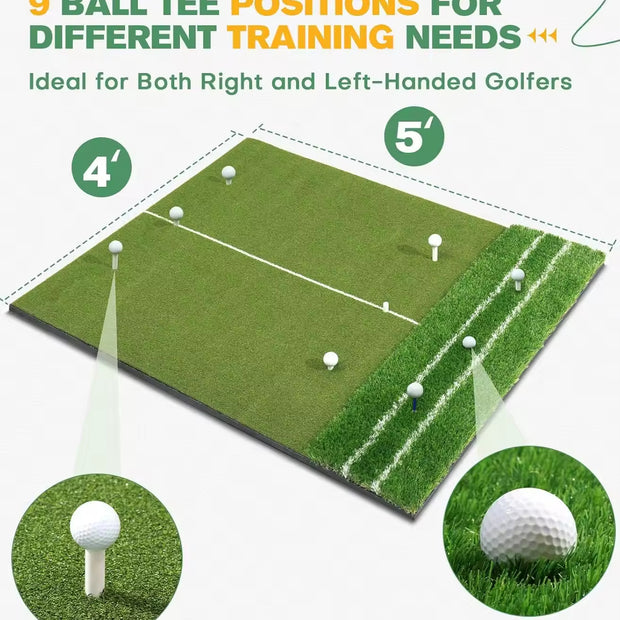 ‎Dual Turf Golf Hitting Mat, Alignment of Approach Aid Practice Golf Mats, Outdoor Golf Training Swing Chipping Mat
