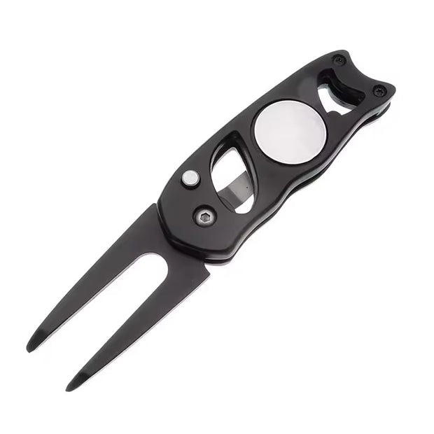 Newly Fashioned Stainless Steel Golf Divot Tool – High-Quality Metal Fork for Green Repair(Black)