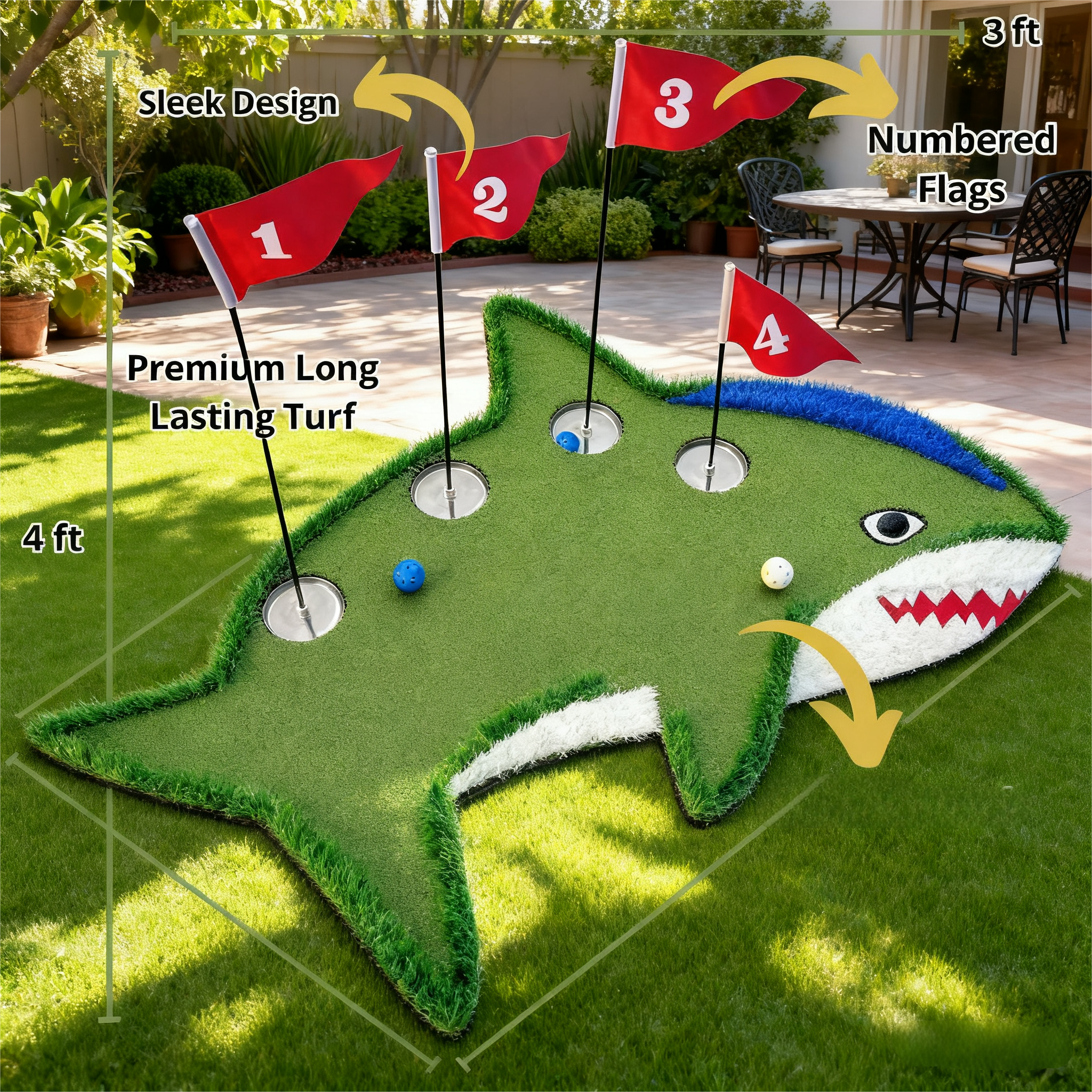 Creative Shark-Shaped Golf Practice Mat – Durable Wear-Resistant for Indoor/Outdoor Swing Drills