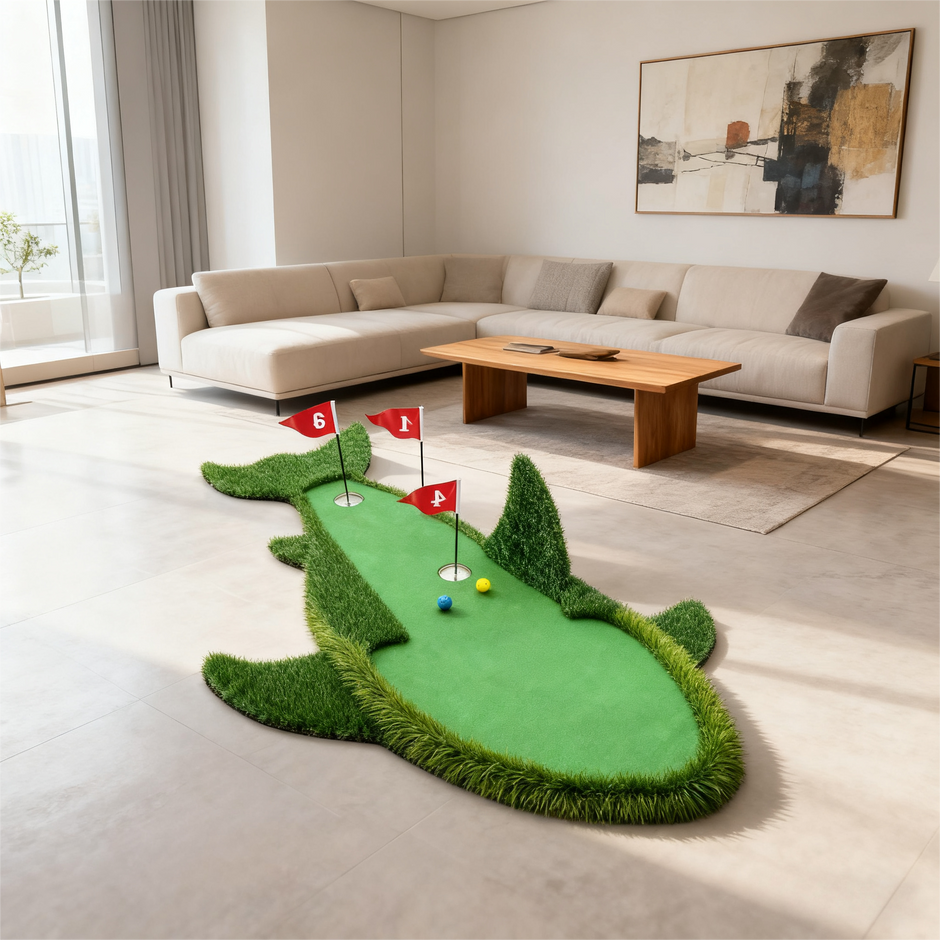 Shark-Shaped Golf Practice Mat – Wear-Resistant & Durable for Indoor Home/Outdoor Training, Customizable Logo and Style