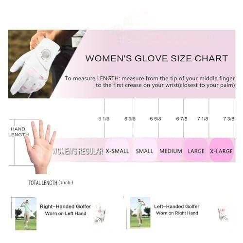 FINGER Women’s Leather Golf Glove (1 Pack) - With Ball Marker, Extra Grip, Left/Right Hand Options (S/M/L)