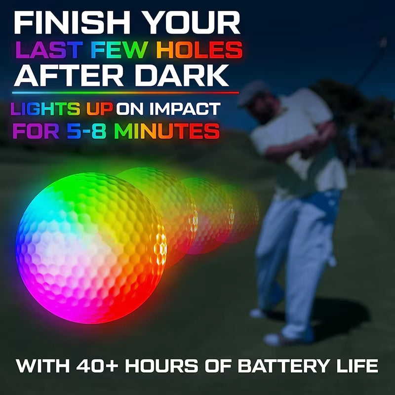 Colorful Long Time Bright LED Glow in the Dark 3 Layers Long Distance Surlyn Practice Golf Balls for Night Sports