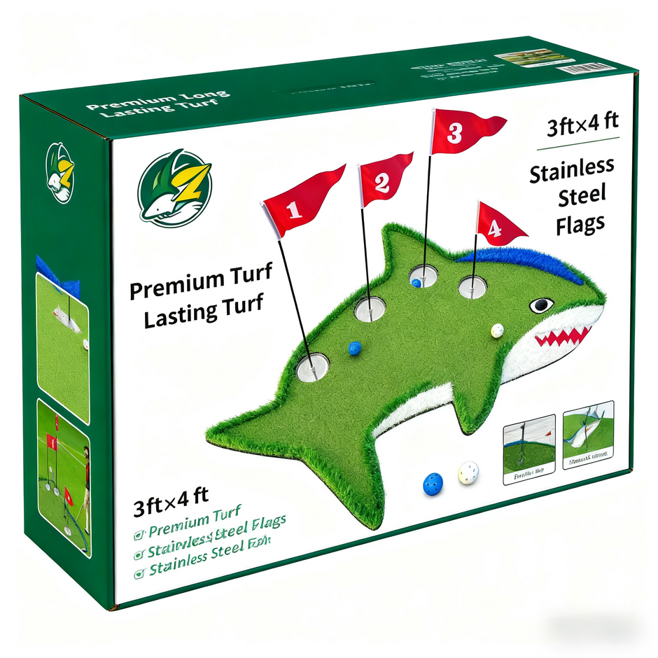 Creative Shark-Shaped Golf Practice Mat – Durable Wear-Resistant for Indoor/Outdoor Swing Drills