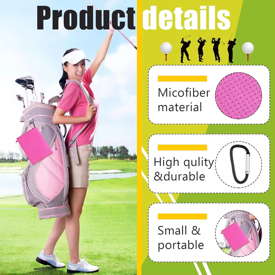 Premium Microfiber Golf Towel – Super Absorbent & Reusable for On-Course Club/Ball Cleaning
