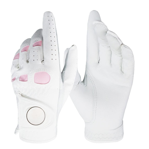 FINGER Women’s Leather Golf Glove (1 Pack) - With Ball Marker, Extra Grip, Left/Right Hand Options (S/M/L)