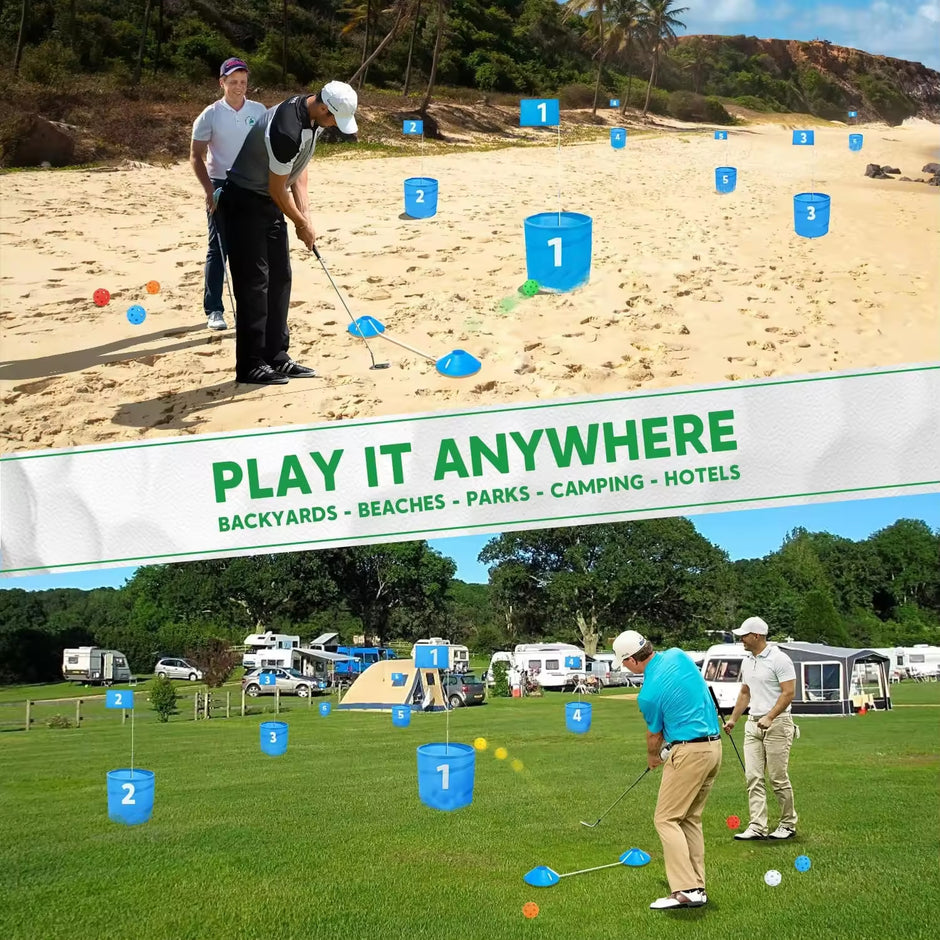 Golf Bucket Chipping Game – Ultimate Portable Set for Backyard, Outdoor & Beach Use