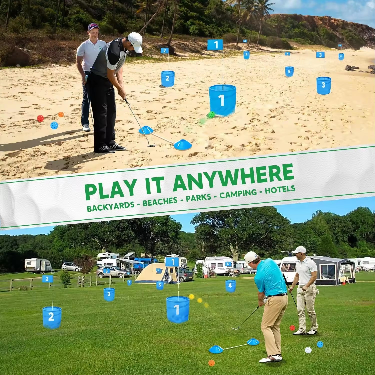 Golf Bucket Chipping Game – Ultimate Portable Set for Backyard, Outdoor & Beach Use