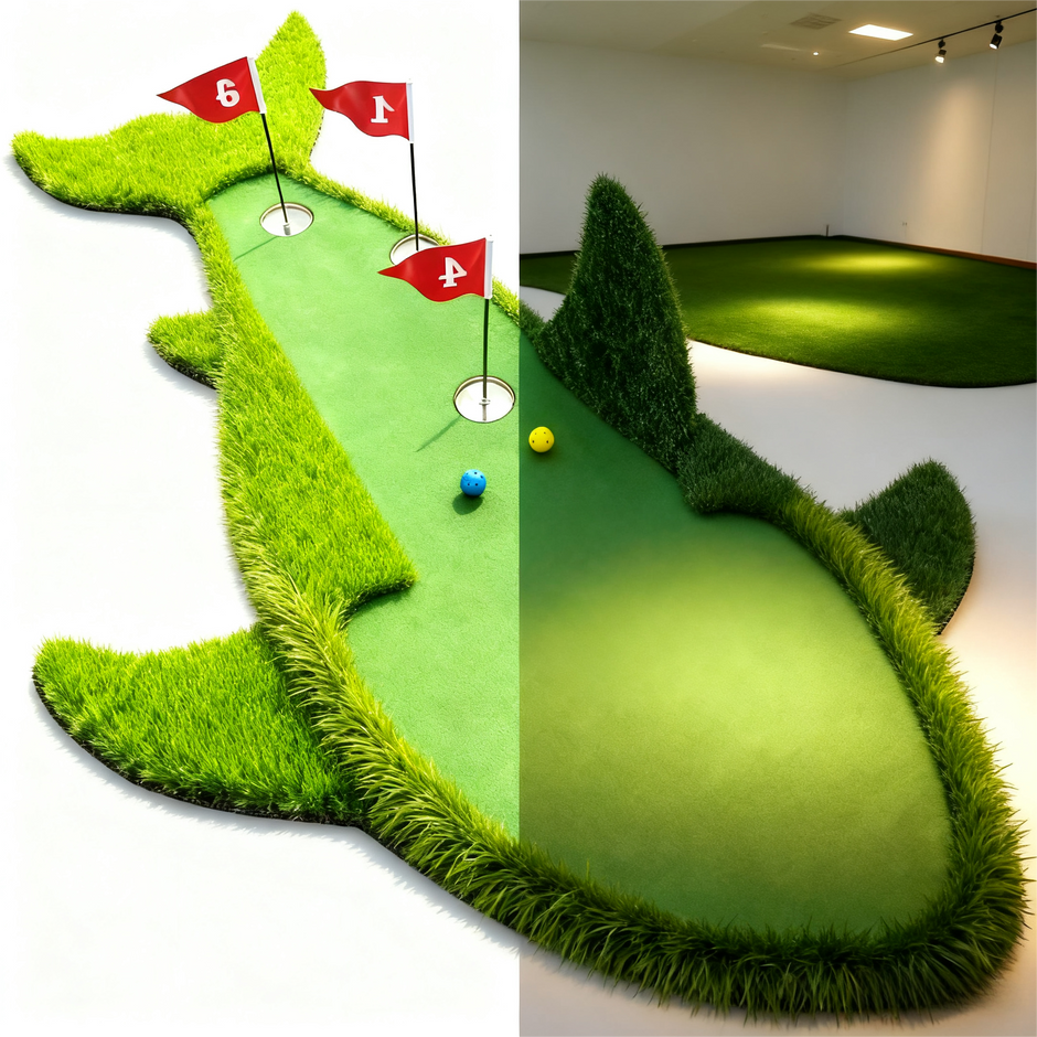 Shark-Shaped Golf Practice Mat – Wear-Resistant & Durable for Indoor Home/Outdoor Training, Customizable Logo and Style