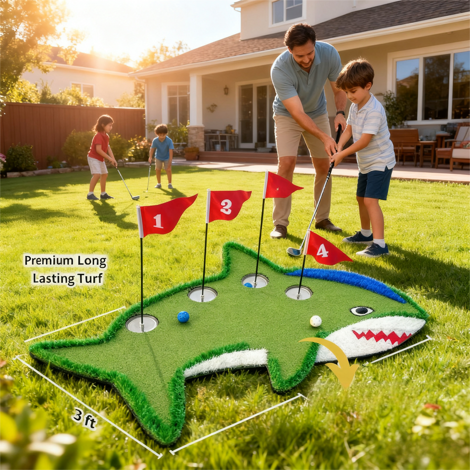 Creative Shark-Shaped Golf Practice Mat – Durable Wear-Resistant for Indoor/Outdoor Swing Drills