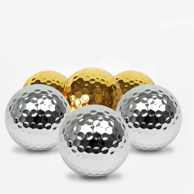 High Quality Gold and Silver 2 Layers Surlyn Plated Color Practice Golf Balls for Promotional Gifts