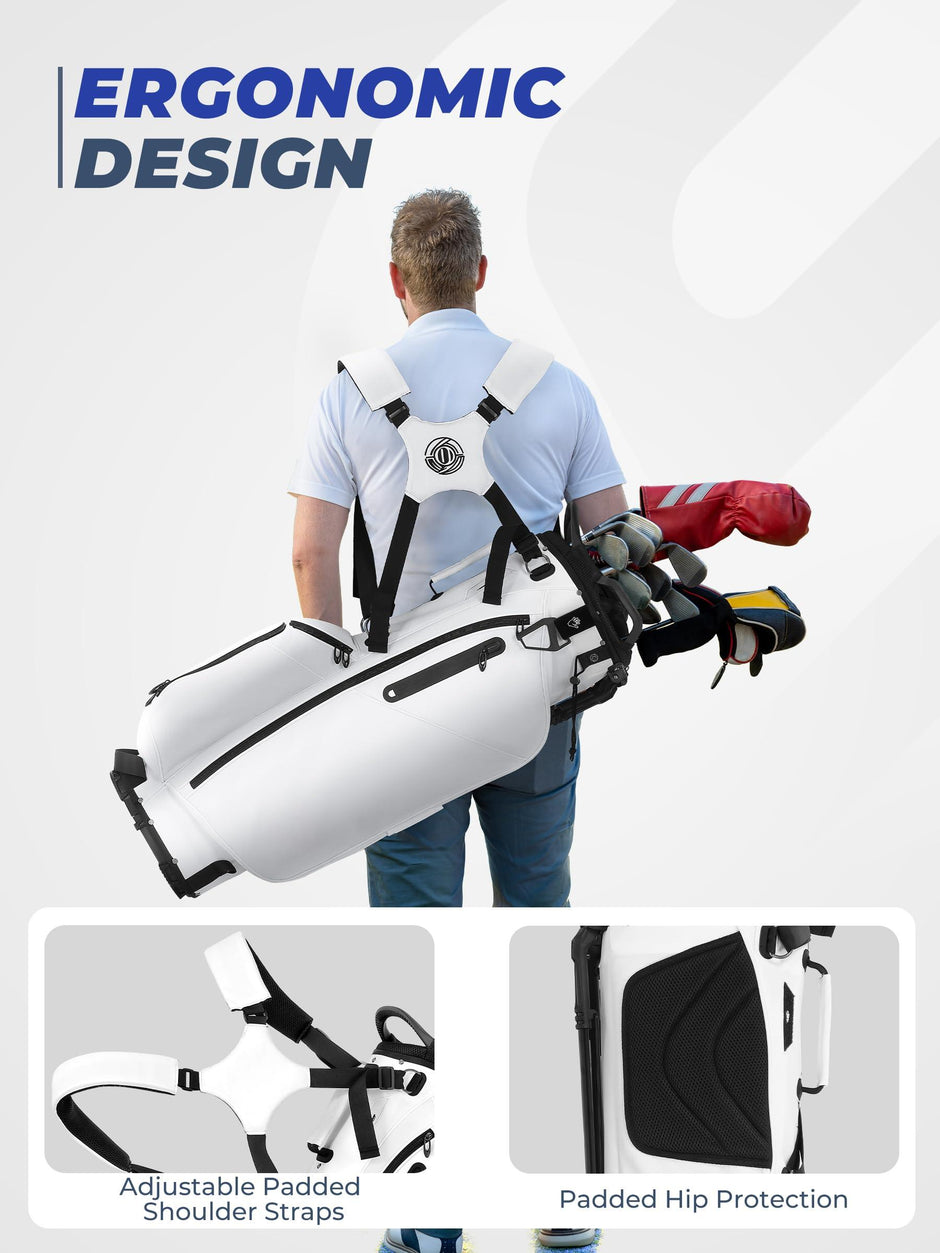 7-Way Full-Length Dividers Golf Bag, 900D Weather-Resistant Fabric & Cooler Pockets