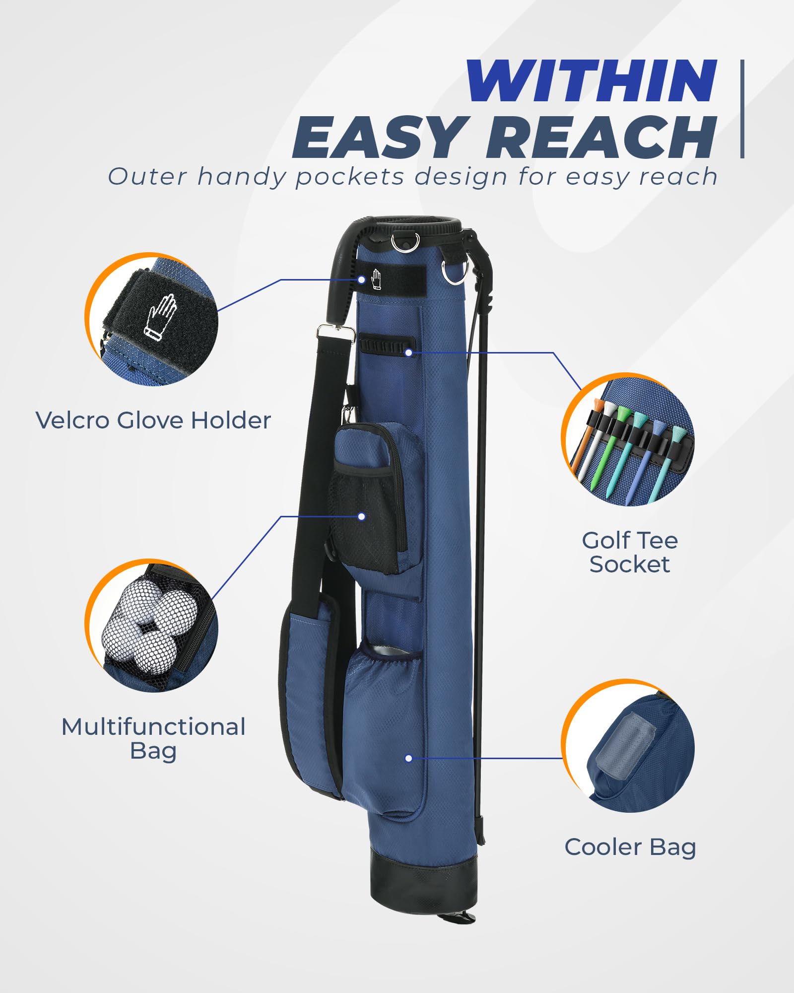 Lightweight Golf Stand Bag - Portable with Insulated Cooler Pocket, Ideal for Driving Range
