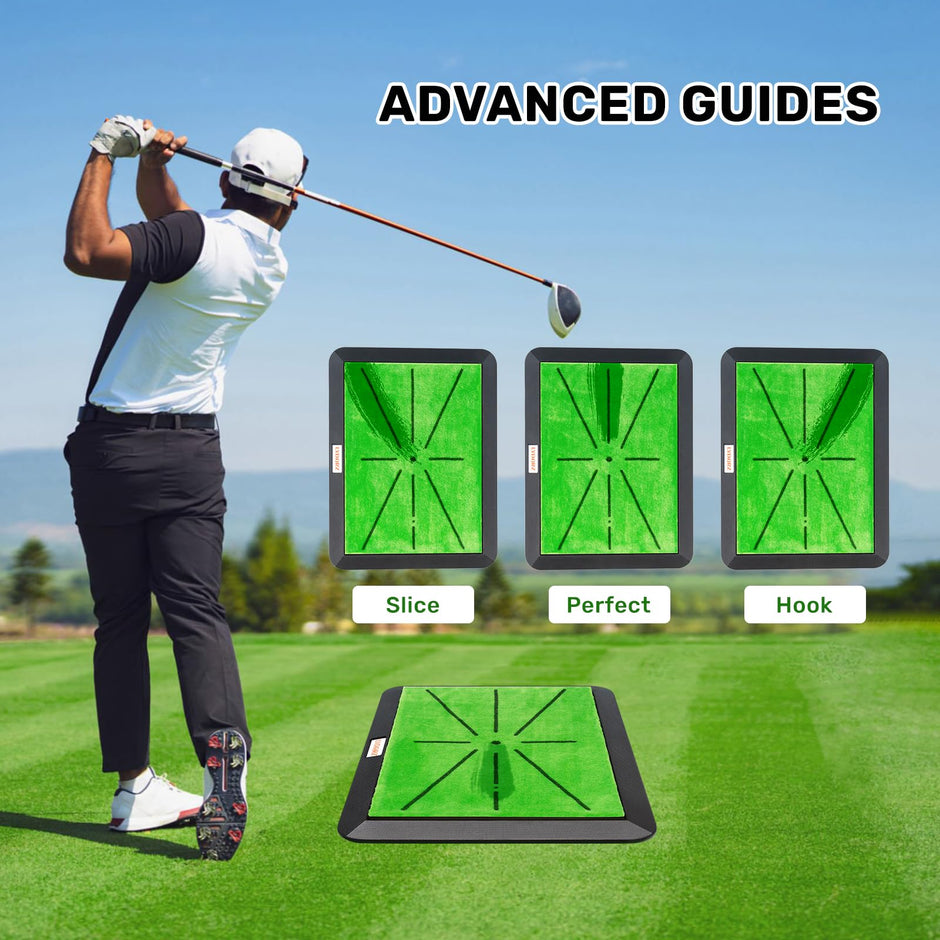 3 Replaceable Golf Training Mats with No-Slip Heavy Duty Rubber Base, Golf Hitting Mats and Golf Practice Mat with Instant Swing Path Feedback