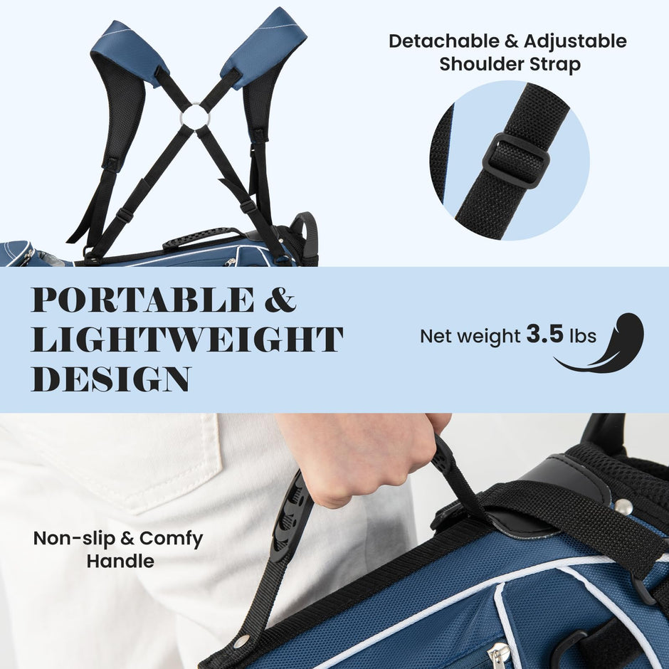 Lightweight Golf Stand Bag - 4-Way Dividers for Organized Clubs + 4 Pockets for Extra Storage