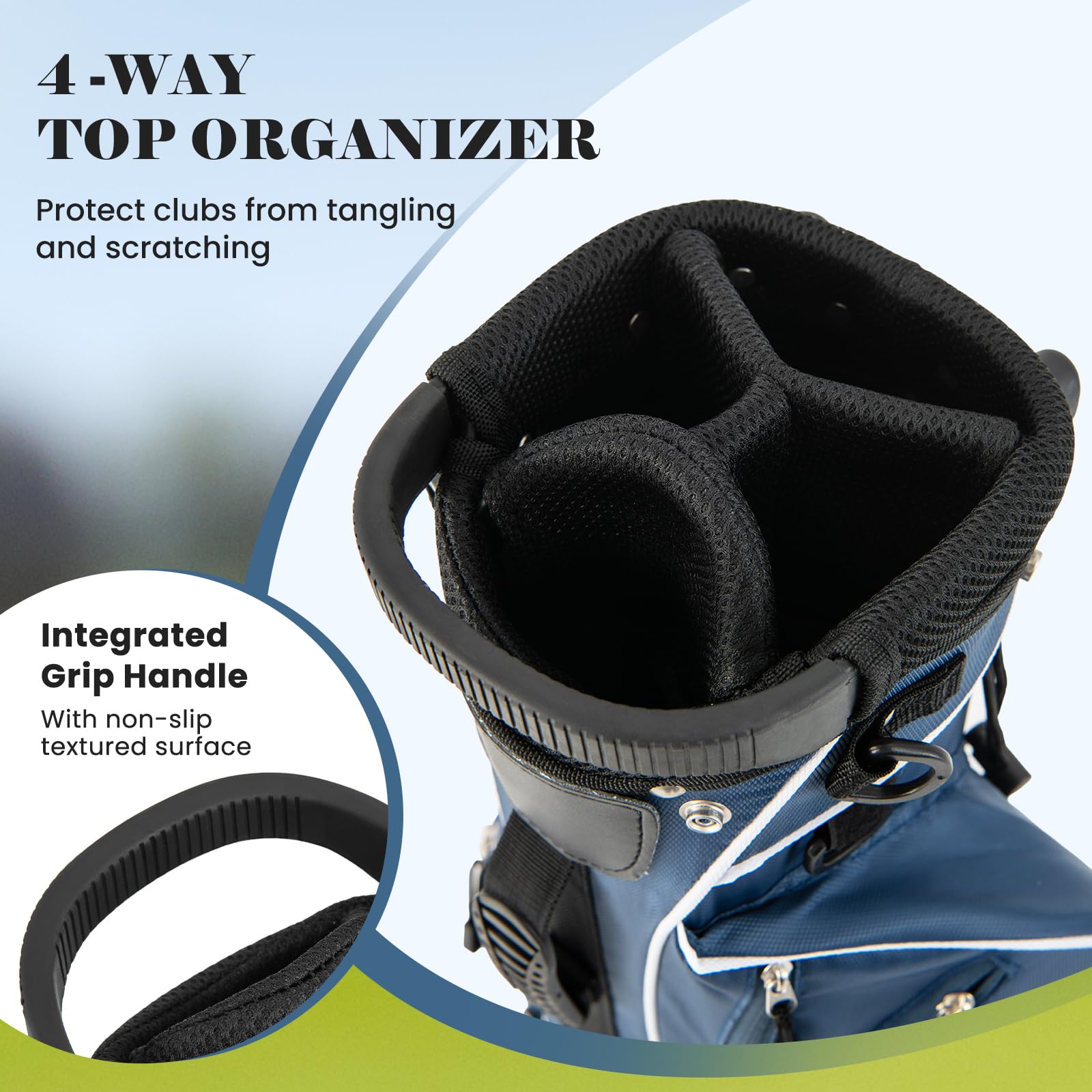 Lightweight Golf Stand Bag - 4-Way Dividers for Organized Clubs + 4 Pockets for Extra Storage