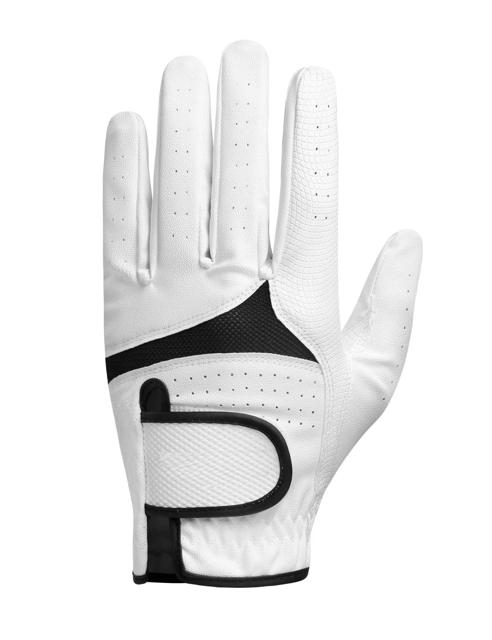 Men & Women’s Golf Glove - Premium Cabretta Leather (Soft Touch), Breathable Mesh, Non-Slip Palm Lift Grip