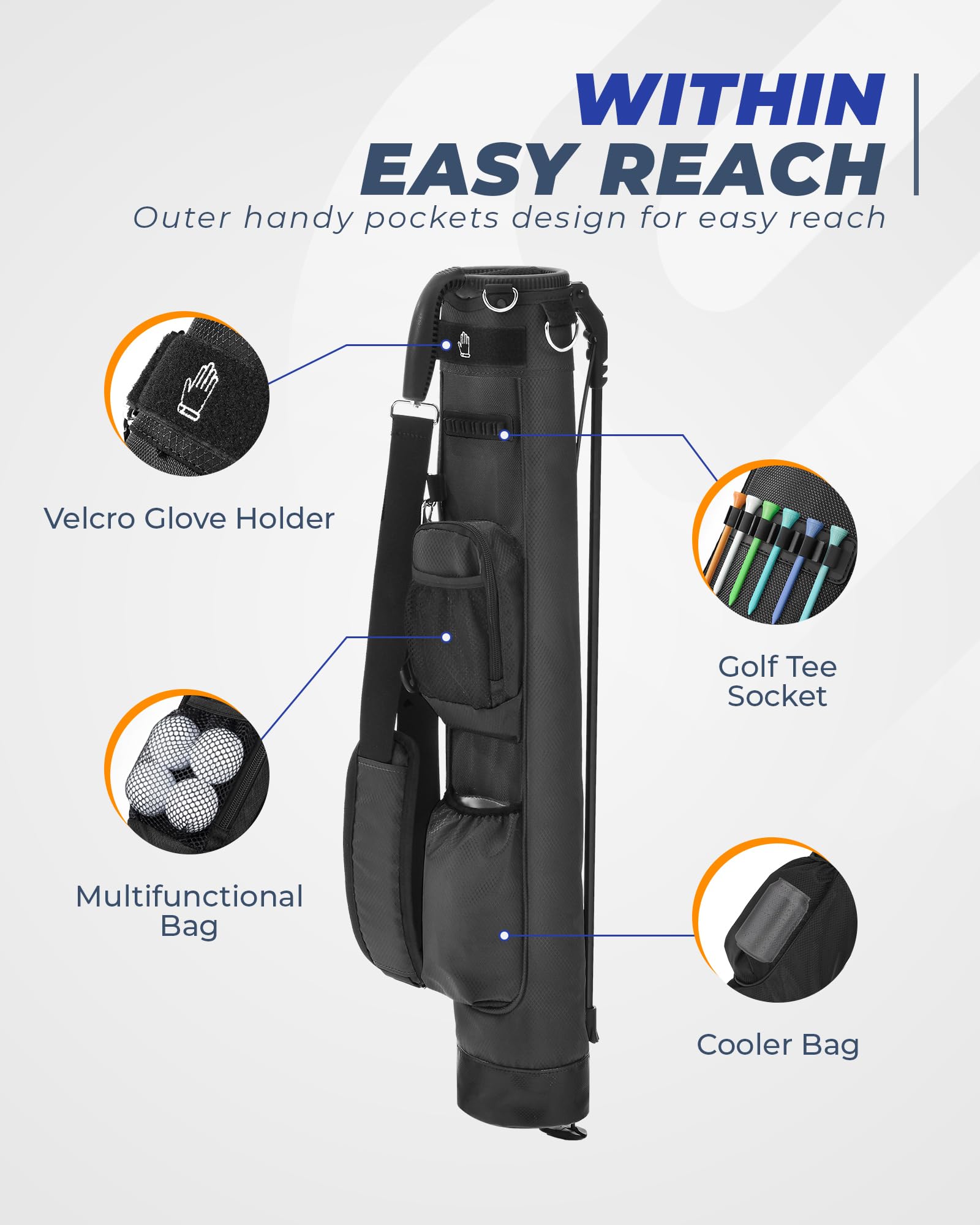 Lightweight Golf Stand Bag - Portable with Insulated Cooler Pocket, Ideal for Driving Range