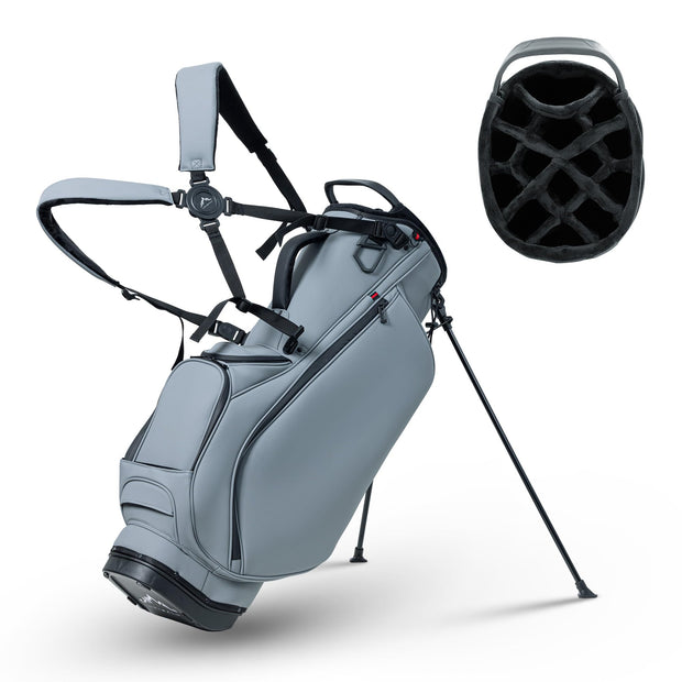 Unisex 14-Way Golf Stand Bag - Lightweight Leather Design, Full-Length Dividers + Multiple Pockets