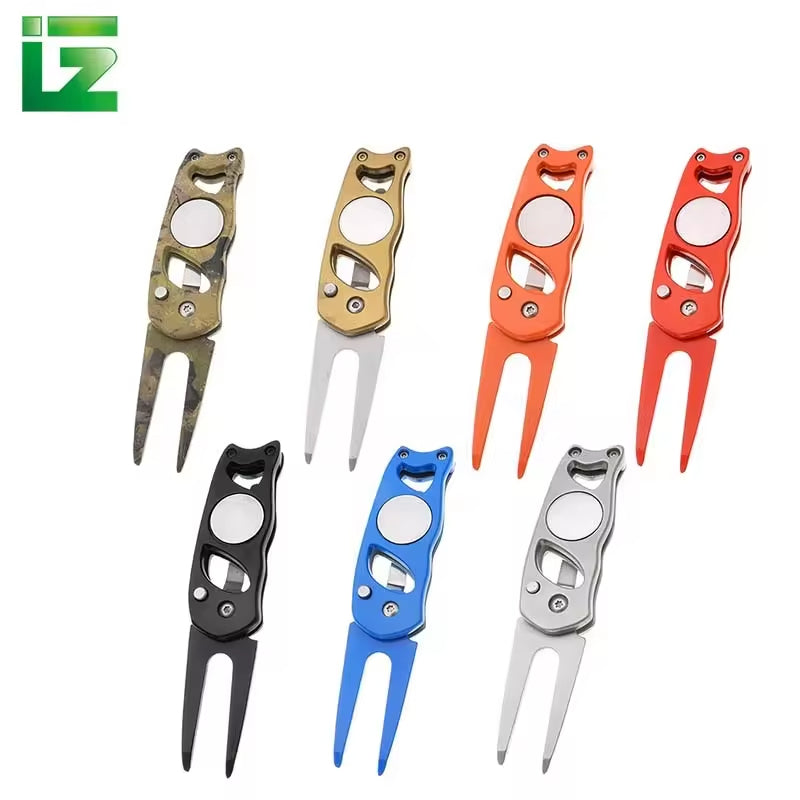 Newly Fashioned Stainless Steel Golf Divot Tool – High-Quality Metal Fork for Green Repair(Black)