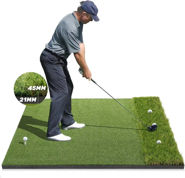 Golf Green 5x4 ft 10mm Golf Hitting Mat Outdoor & Indoor, Premium Dual Turf Golf Mat for Hitting & Swing & Chipping