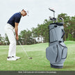 Unisex 14-Way Golf Stand Bag - Lightweight Leather Design, Full-Length Dividers + Multiple Pockets