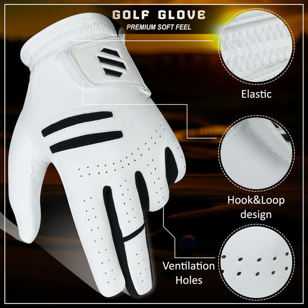 Premium Golf Glove (Left/Right Hand) - 100% AAA Cabretta Leather, Cool Wear, Serious Performance & Touch