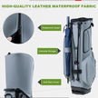 Unisex 14-Way Golf Stand Bag - Lightweight Leather Design, Full-Length Dividers + Multiple Pockets