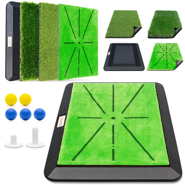 3 Replaceable Golf Training Mats with No-Slip Heavy Duty Rubber Base, Golf Hitting Mats and Golf Practice Mat with Instant Swing Path Feedback