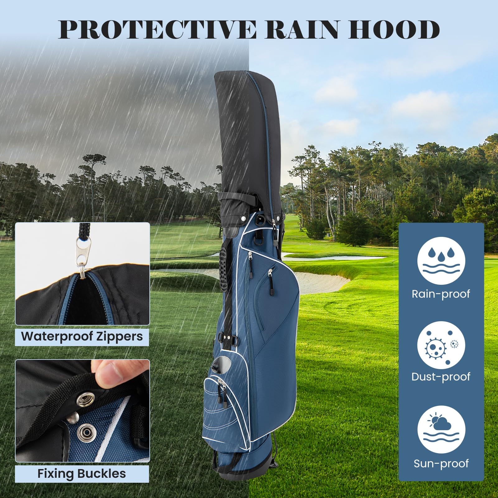 Lightweight Golf Stand Bag - 4-Way Dividers for Organized Clubs + 4 Pockets for Extra Storage