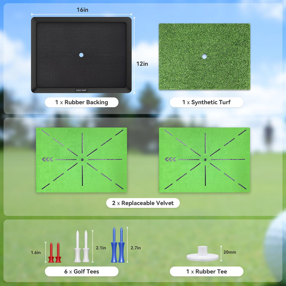 Golf Swing Detection Mat Swing Trainer Durable Rubber Base Golf Hitting Mat Golf Practice Mat Outdoor Indoor