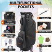 14-Way Full-Length Divider Golf Stand Bag | Men's PU Leather Luxury Waterproof Golf Bag
